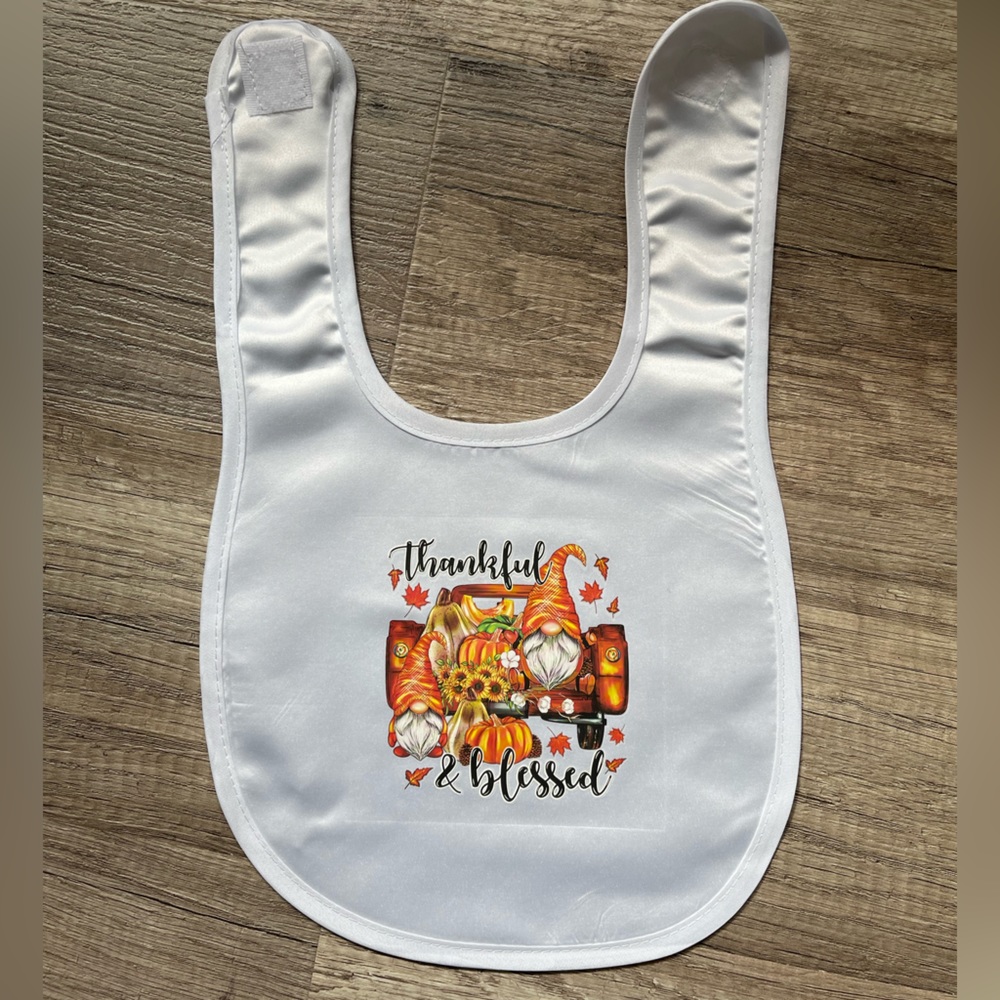 New Thankful Blessed Gnome Fall Baby Bib